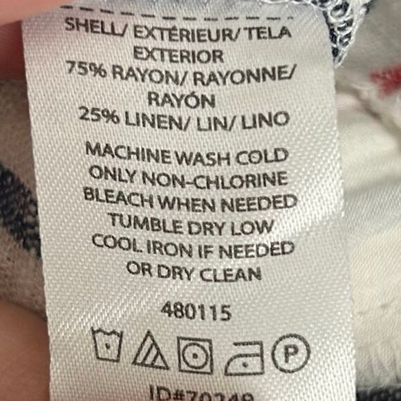 LOFT Beach Womens Romper Tan Multi Striped Linen Blend Smock Neck Flutter M - Picture 7 of 12